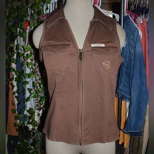 Harley Davidson womens size medium leather zip up studded vest , Copied